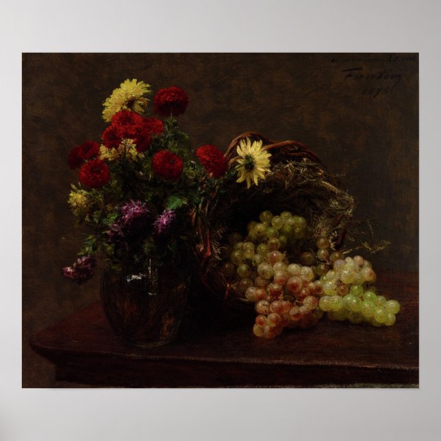 Póster Fantin-Latour - Flores Y Uvas (Frente)