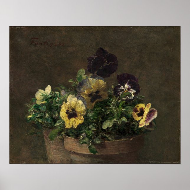 Póster Fantin-Latour - Pansies potentes (Frente)