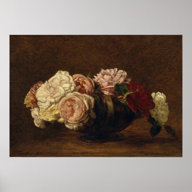 Póster Fantin-Latour - Rosas En Un Tazón (Frente)