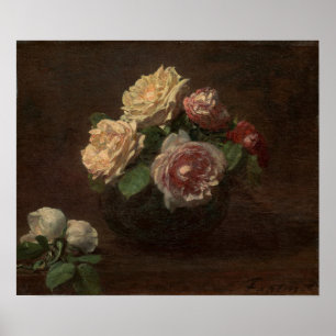 Póster Fantin-Latour - Rosas En Un Tazón