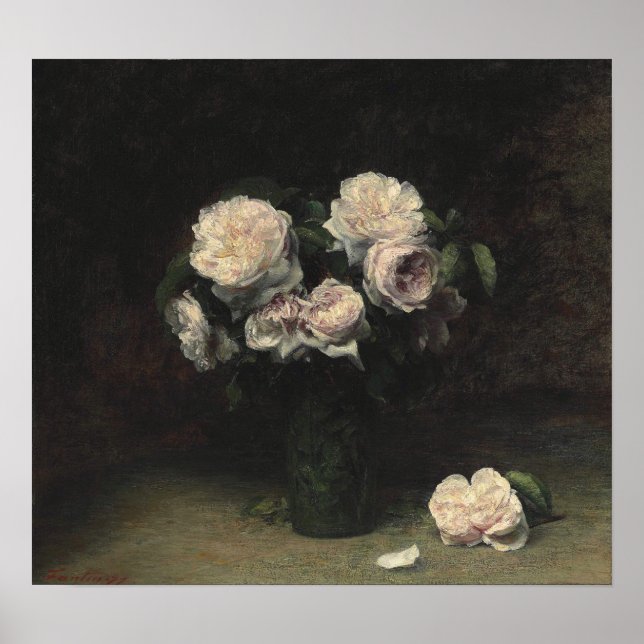 Póster Fantin-Latour - Rosas En Un Vidrio (Frente)