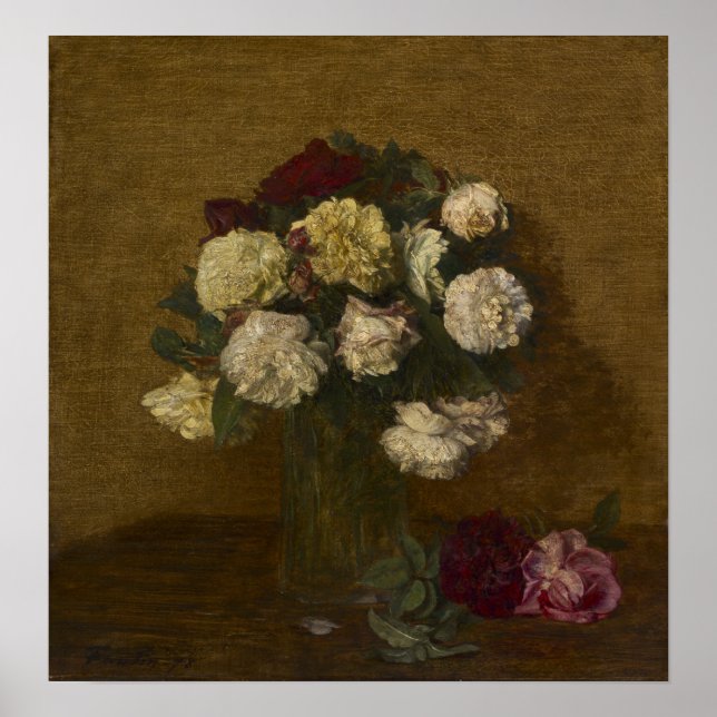 Póster Fantin-Latour - Rosas En Una Vasa (Frente)