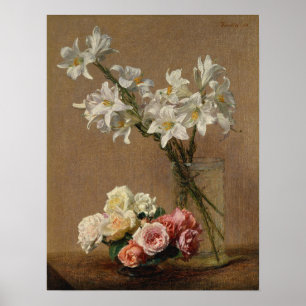 Póster Fantin-Latour - Rosas Y Lilies