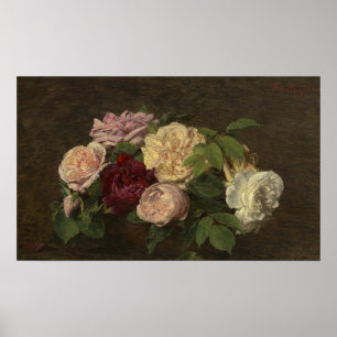Póster Fantin-Latour - Roses De Nice On A Table A