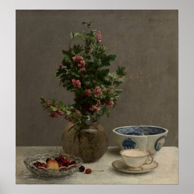 Póster Fantin-Latour - Tazón de cerezas Tazón japonés (Frente)