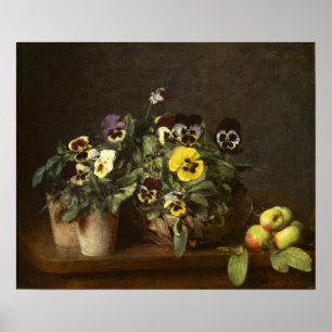 Póster Fantin-Latour - Vida fija con pansies