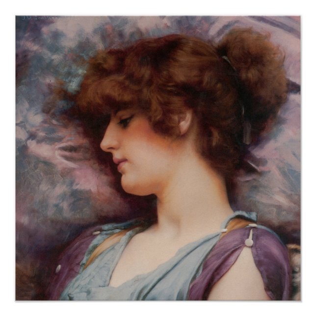 Póster Far Away Thoughts por John William Godward (Anverso)