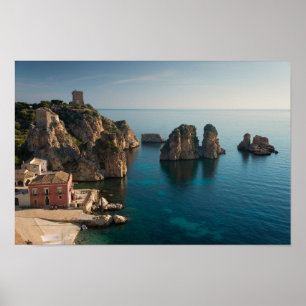 Póster Faraglioni y Tonnara en Scopello, Sicilia