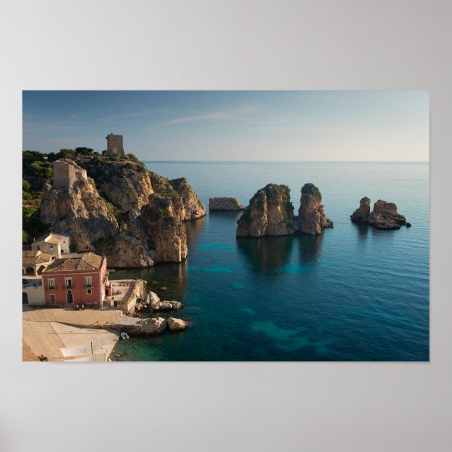 Póster Faraglioni y Tonnara en Scopello, Sicilia (Frente)