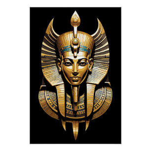 Póster Faraón Dorado con tocado real Arte