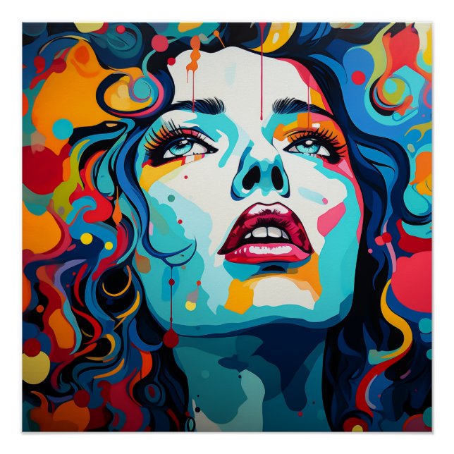 Póster Farbexplosion: Porträt im Pop-Art-Stil (Anverso)