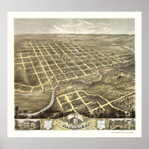 Póster Faribault, MN Panoramic Map - 1869