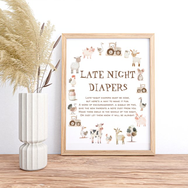 Póster Farm Animals Baby Shower Game Late Night Diapers (Subido por el creador)