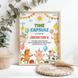 Póster Farm Animals Birthday Party Time Capsule Sign