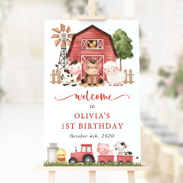 Póster Farm Animals, Cute Animals, First Birthday Welcome