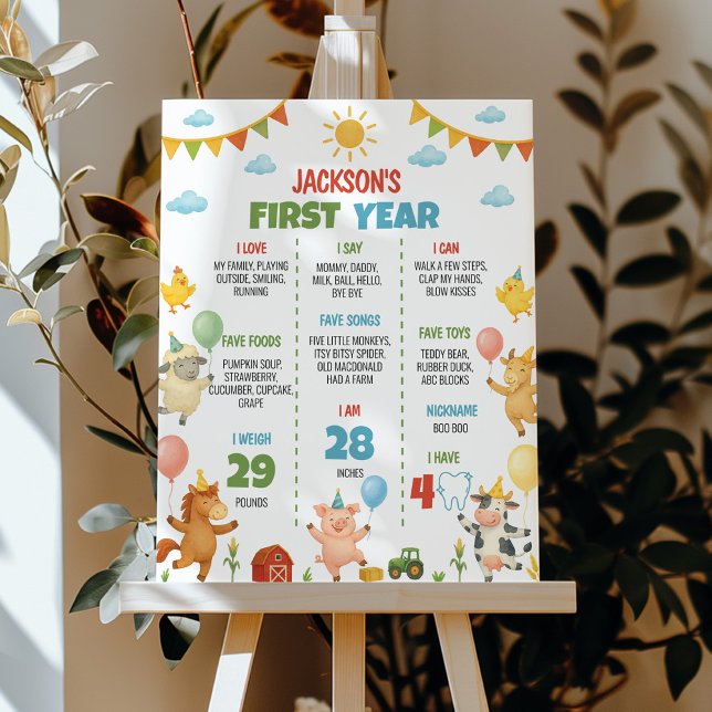 Póster Farm Animals First Year Milestone Sign (Subido por el creador)