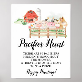 Póster Farm Animals Pacifier hunt Baby Shower game sign