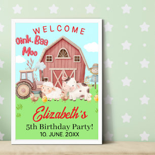 Póster Farm Birthday Party – Barnyard Animal Wall Decor