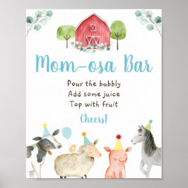 Póster Farm Greenery Baby Shower Mom-osa Bar Rótulo
