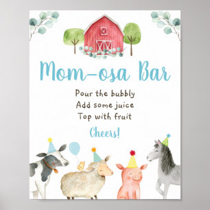 Póster Farm Greenery Baby Shower Mom-osa Bar Rótulo