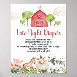 Póster Farm House Animals Barnyard Tarde Noche Diapers