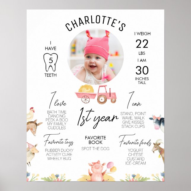 Póster Farm moderno Tractor rosa de granjas, foto hito (Frente)