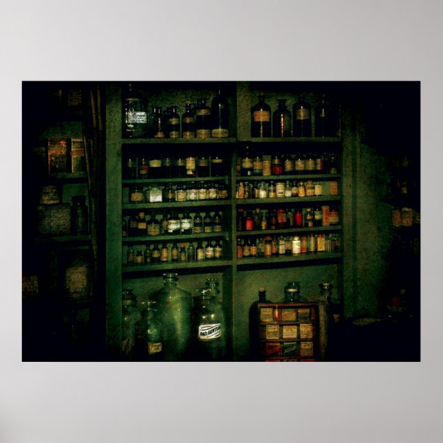 Póster Farmacéutico: tantas botellas para elegir (Frente)