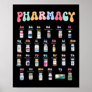 Póster Farmacia Médico Alfabeto De Farmacia