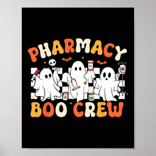 Póster Farmacia Retro Boo Crew Fantasma Farmacéutico Saló