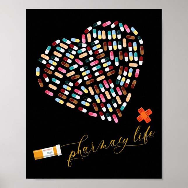 Póster Farmacia Vida Farmacéutica Corazón feliz San Valen (Frente)