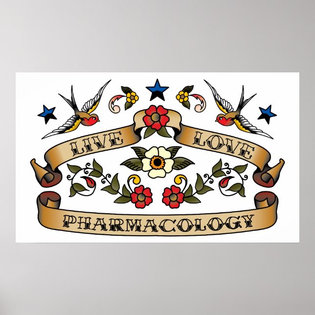 Póster Farmacología de amor en vivo (Frente)