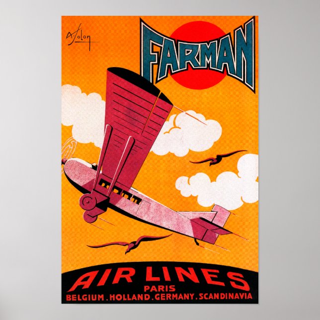 Póster Farman Brothers Airlines F-170 Monoplane Poster (Frente)
