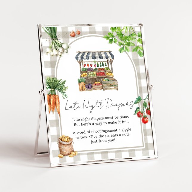 Póster Farmer Locally Grown Shower Late Night Diaper Sign (Farmers Locally Grown Shower Sign)