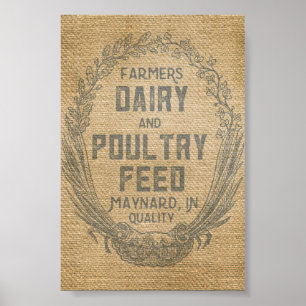 Póster Farmers Dairy Poultry Feed Sack Burlap