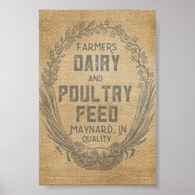 Póster Farmers Dairy Poultry Feed Sack Burlap (Frente)