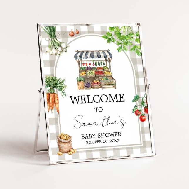 Póster Farmers Market Locally Grown Shower Welcome Sign (Farmers Locally Grown Shower Sign)