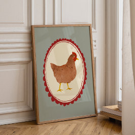 Póster Farmhouse Chicken Rustic Baby Room Print