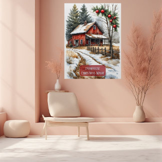 Póster Farmhouse Christmas Magic Vintage Rustic