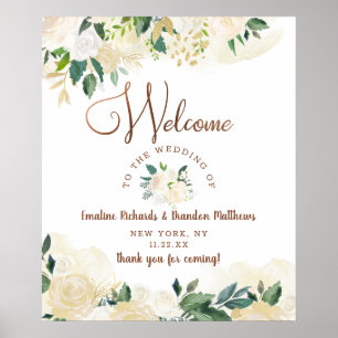 Póster Farmhouse Fresh Rustic Country Floral Welcome Sign