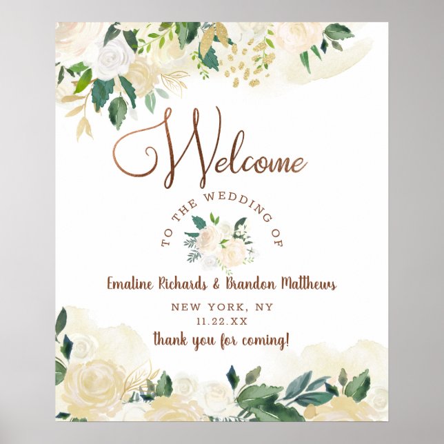 Póster Farmhouse Fresh Rustic Country Floral Welcome Sign (Frente)