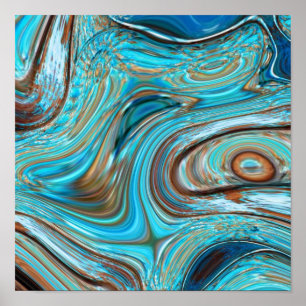 Póster farmhouse  teal blue Woodgrain turquoise swirls