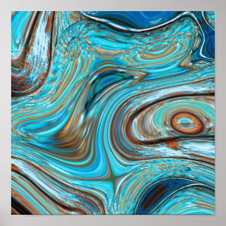 Póster farmhouse  teal blue Woodgrain turquoise swirls