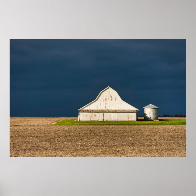 Póster Farms | White Barn & Silo (Frente)