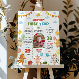 Póster Farmyard Animal First Year Photo Milestone Poster