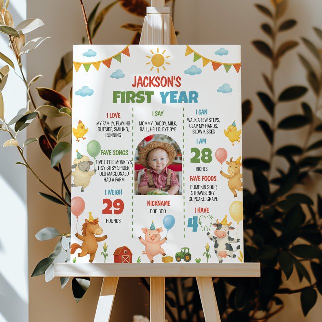 Póster Farmyard Animal First Year Photo Milestone Poster (Subido por el creador)