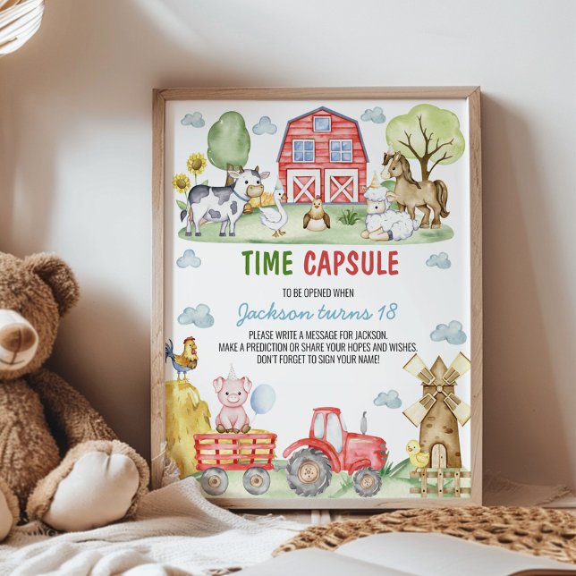 Póster Farmyard Animals Birthday Party Time Capsule Sign (Subido por el creador)