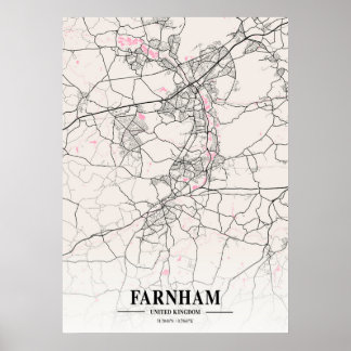 Póster Farnham - Mapa de la ciudad de napolitano del Rein