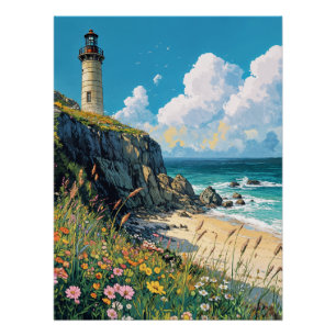 Póster Faro a orillas del mar