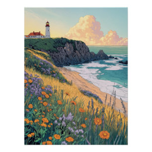 Póster Faro a orillas del mar