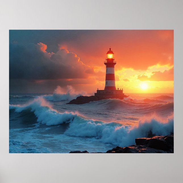 Póster Faro al atardecer (Frente)